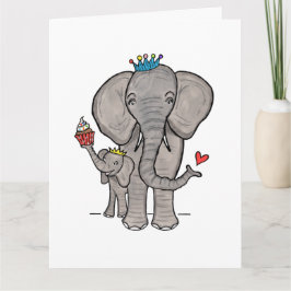 Cartão Placa personalizada de elefante e Dia de as mães p