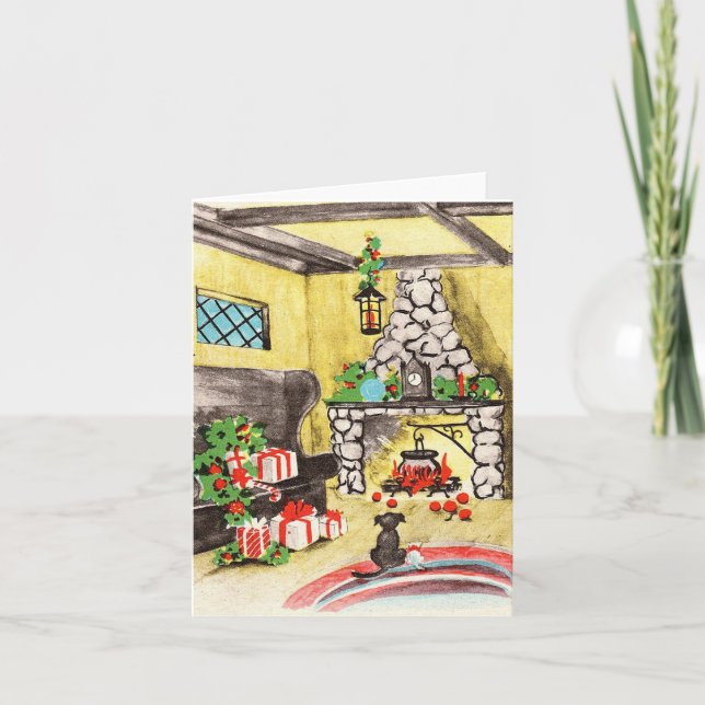 Cartão Placa Pets de natais vintages (Frente)