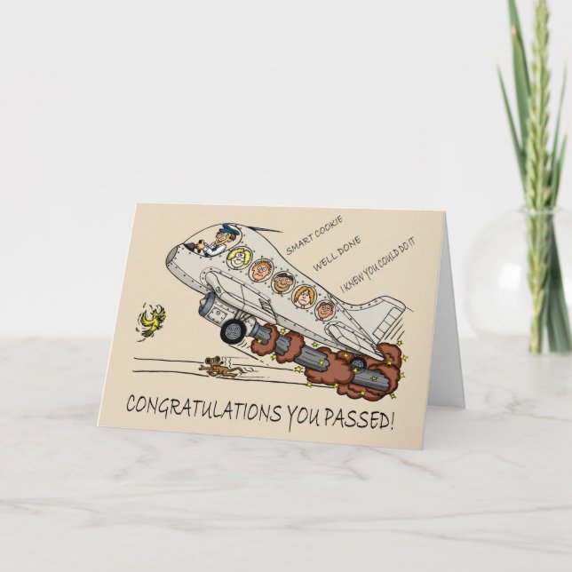 Cartão Placa piloto de avião de cartoon voadora (Frente)