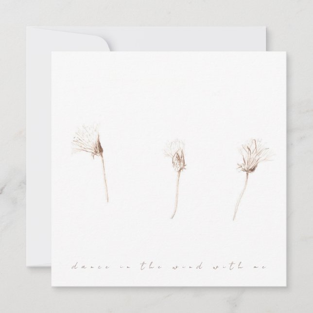 Cartão Placa plana de desenho de tinta com dandeliões sec (Frente)