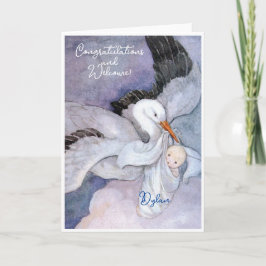 Cartão Placa Plana Vintage New Baby Parabéns