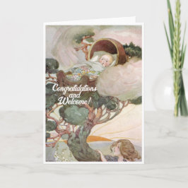 Cartão Placa Plana Vintage New Baby Parabéns