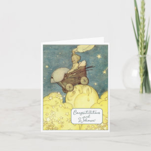 Cartão Placa Plana Vintage New Baby Parabéns