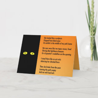 Cartão Placa Poema de Metáfora do Halloween - Gato Preto