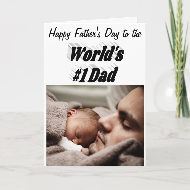 Cartão Placa preta de fotografia do Dia de os pais Número (Frente)