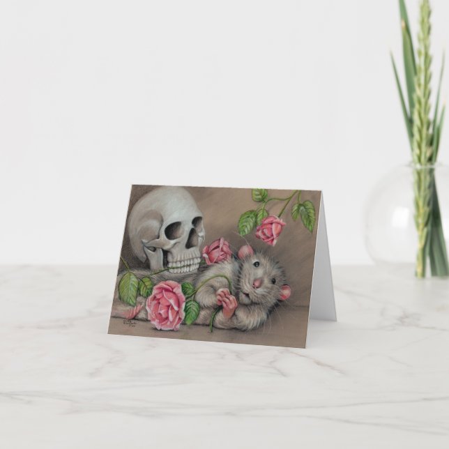 Cartão Placa Rat Rosa Skull Note (Frente)