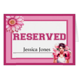 Cartão Placa Reservada para Cancer de Mama Floral, rosa e