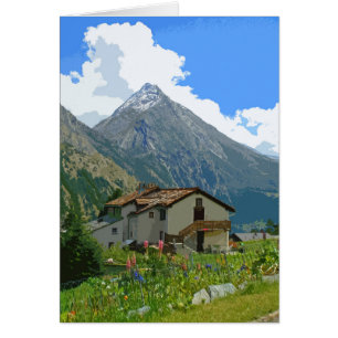 Cartão Placa retrô estilo poster Saas Fee