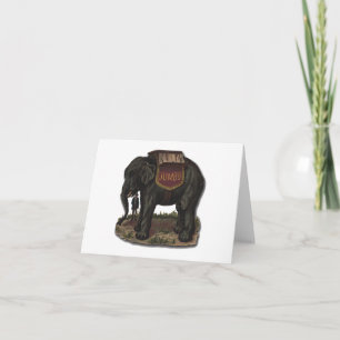 Cartão Placa Retroativa de Elefante de Circo Grande Vinta