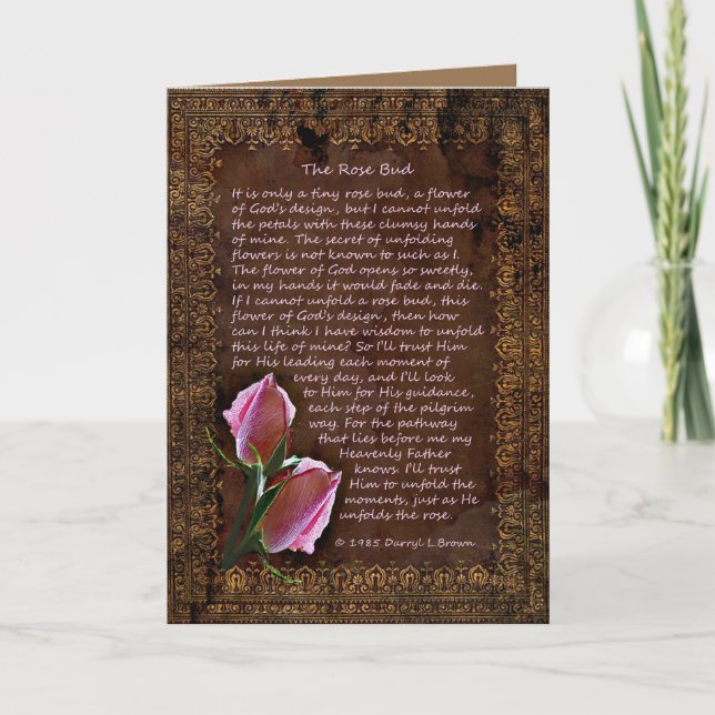 Cartão Placa Rosa Bud (Frente)