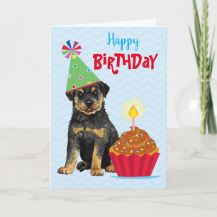 Cartão Placa Rottweiler do Cupcake Birthday