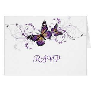 Cartão Placa RSVP de espirais de borboletas de Lavanda el