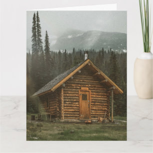 CARTÃO PLACA RUSTIC LOG CABIN GREEETING VAZIO