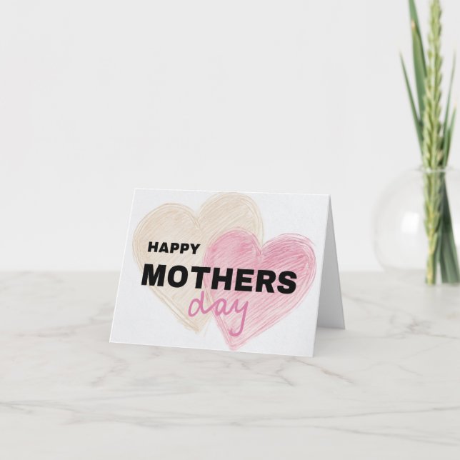 Cartão Placa simples de Dia de as mães com coração (Frente)