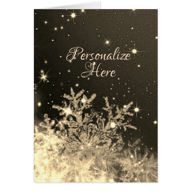 Cartão Placa sparkle do floco de neve (Frente)
