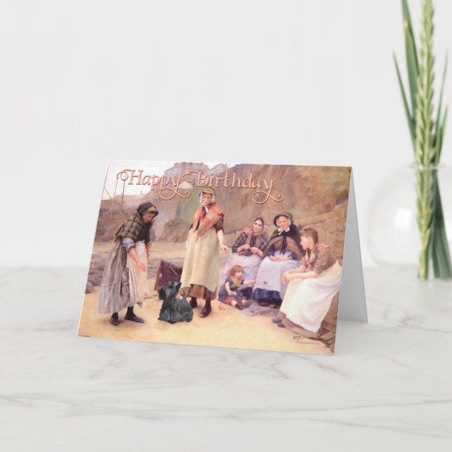 Cartão Placa Terrier Birthday escocesa (Frente)