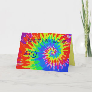 Cartão Placa Tie-Dye Feliz aniversário de 40 anos Groovy