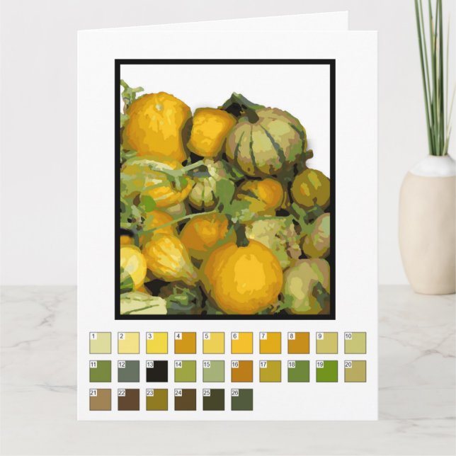 Cartão Placa - Tinta de Colheita de Gourd por Número. (Frente)