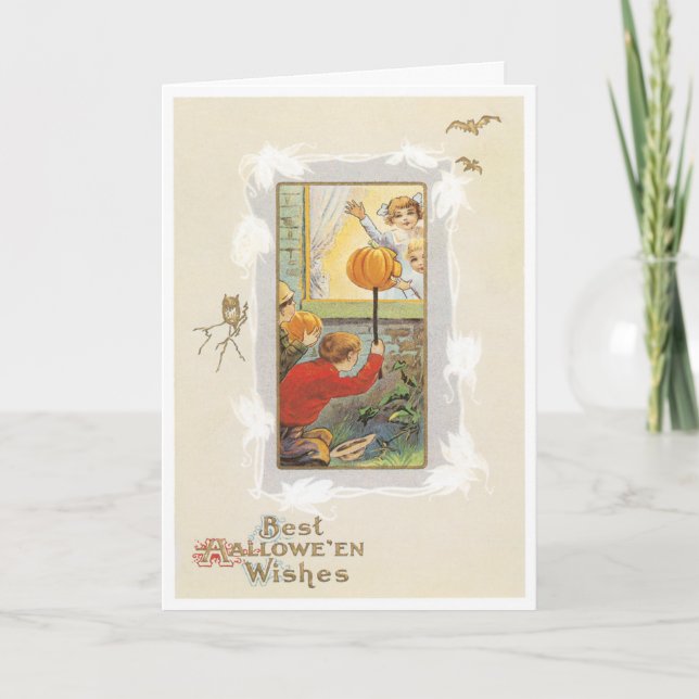 Cartão Placa Vintage do Halloween Piada (Frente)