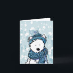 Cartão Placa Westie Sparkly Winter<br><div class="desc">KiniArt Westie Terrier,  arte canina de Contemporâneo PUP,  Kim Niles. ** A brilho é impressa apenas. © Kim Niles,  KiniArt ™️ - TODOS Os Direitos Reservados.</div>