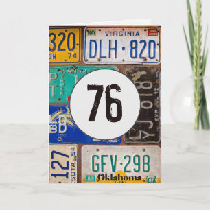 Cartão Placas Antigas de Licença para 76º Aniversário