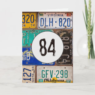 Cartão Placas Antigas de Licença para 84º Aniversário