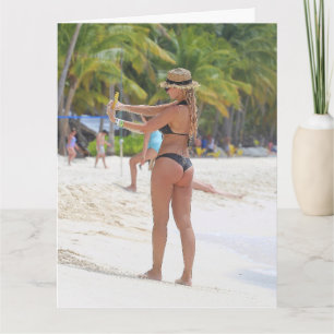 CARTÃO PLACAS DE ANIVERSÁRIO BIKINI BIG BOTTOM GIRL FUNNY