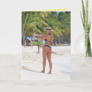 CARTÃO PLACAS DE ANIVERSÁRIO BIKINI BIG BOTTOM GIRL FUNNY