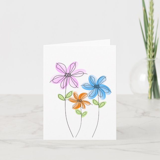 Cartão Placas de Flores de Aquarela (Vazio) (Frente)