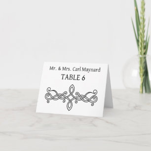 Cartão Placas de mesa de casamento