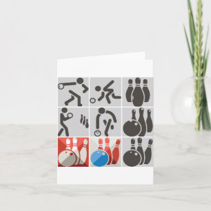 Cartão Placas de Nota com Ícones de Boliche de Dez Pinos