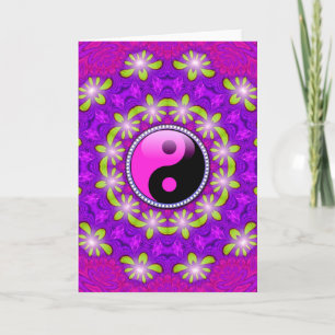 Cartão Placas de Nova Idade com Brilho Floral Rosa Púrpu
