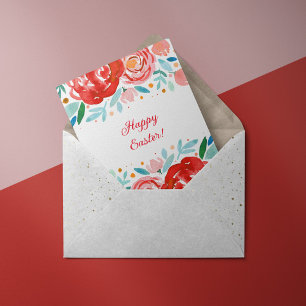 Cartão Placas de Páscoa de rosas de Aquarela