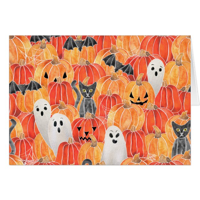 Cartão Placas de proteção de pumpkin Spooky (Frente horizontal)