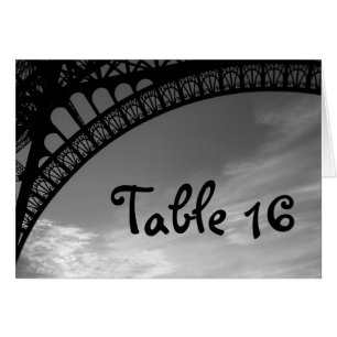 Cartão Placas Números de Tabela de Casamento em Torre Eif