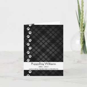 Cartão plaid paws pet loss memorial card