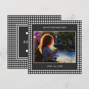 Cartão Plaid Personalizado com Foto Monogramado Moderno