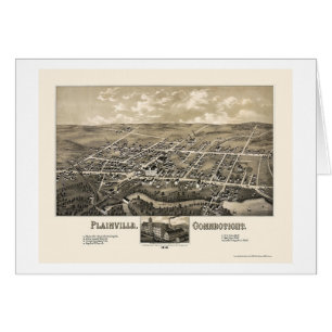 Cartão Plainville, mapa panorâmico do CT - 1878