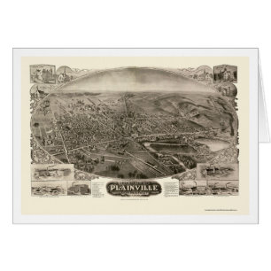 Cartão Plainville, mapa panorâmico do CT - 1907
