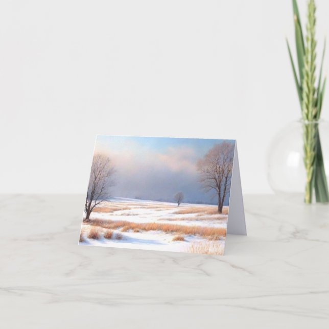 Cartão Plairie Winter Landscape Folheed Greeting Card (Frente)