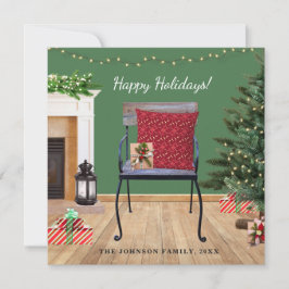 Cartão Plana de Feriado de Cena de Natal Russo