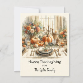 Cartão Plana de Férias de Ação de Graças Vintage