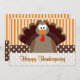 Cartão Plana Feliz de Ação de Graças para a Turqui (Frente/Verso)