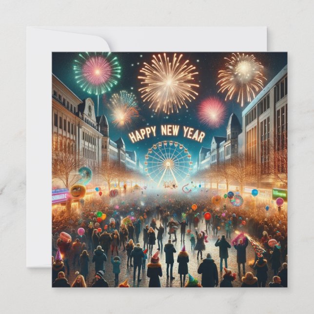 Cartão plano Ano Novo Feliz 2024 (Frente)