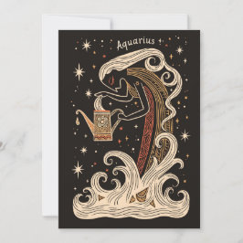 Cartão plano - Aquarius Celestial Zodiac Art