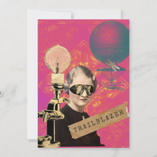 Cartão Plano Arte Pop de Mulher Pioneira Steampunk