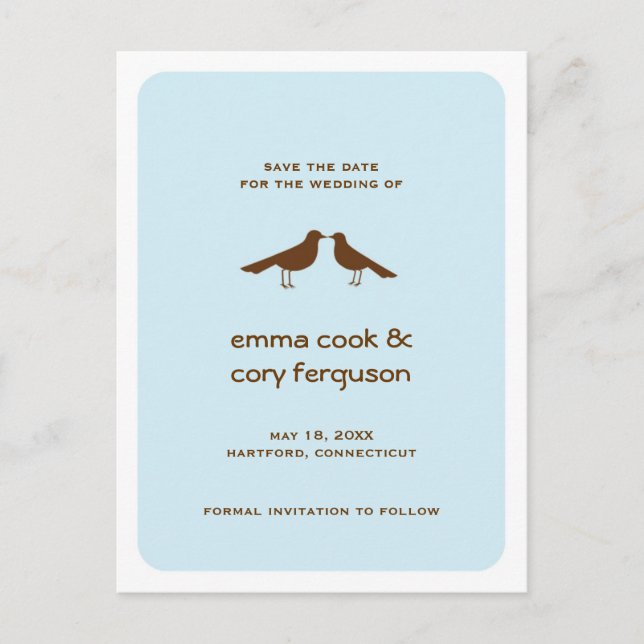 Cartão plano azul personalizado de salvar a data d (Frente)