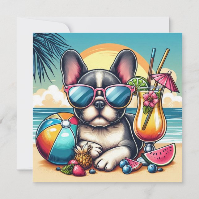 Cartão plano Bulldog francês (Frente)