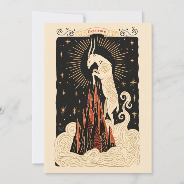Cartão plano - Capricorn Celestial Arte bodique (Frente)