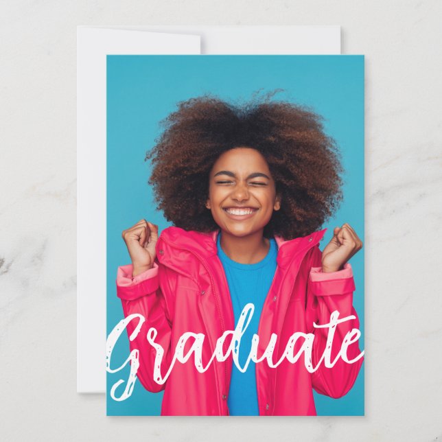 Cartão Plano com Foto de Anúncio de Formatura (Frente)